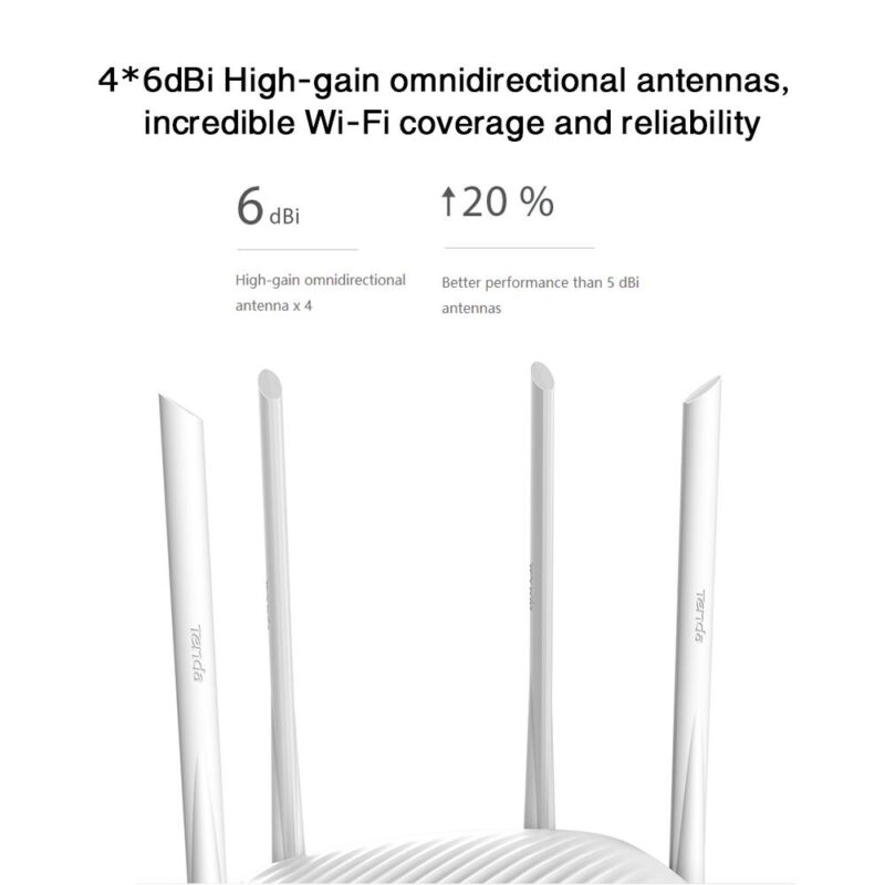 Tenda F9 600Mbps WiFi Router with 4 High-Gain 6dBi Antennas - Image 4