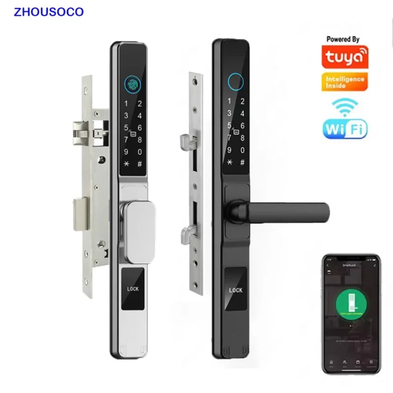 Smart Electronic Door Lock Aluminum/Glass Sliding - Image 2
