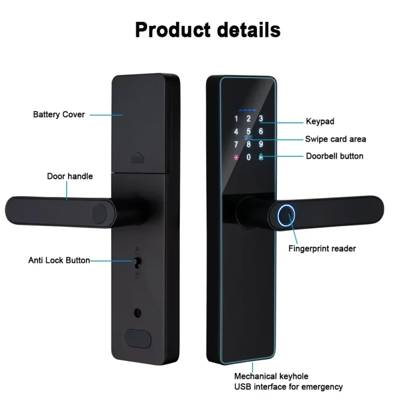 Smart Lock for Front Door Lock Aluminium - Image 2